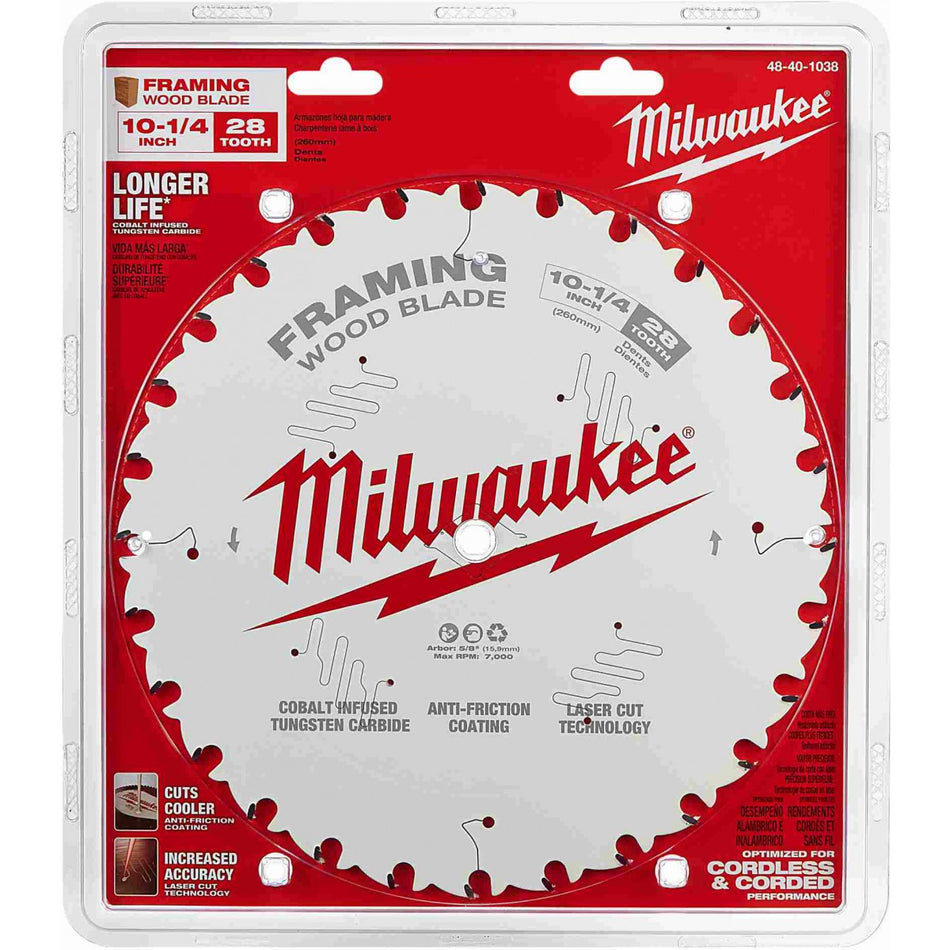 Milwaukee 48-40-1038, 10-1/4" 28T Framing Circular Saw Blade