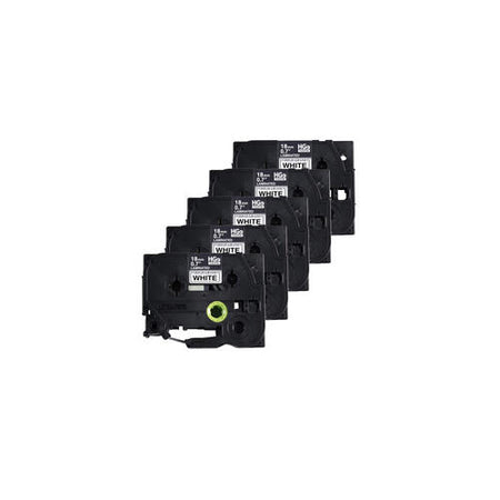 Brother HGE2415PK, High Grade Laminated Tapes, 18MM-Black On White (5-Pack)