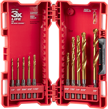 Milwaukee 48-89-4633, SHOCKWAVE RED HELIX Titanium Drill Bit Set -10 PC