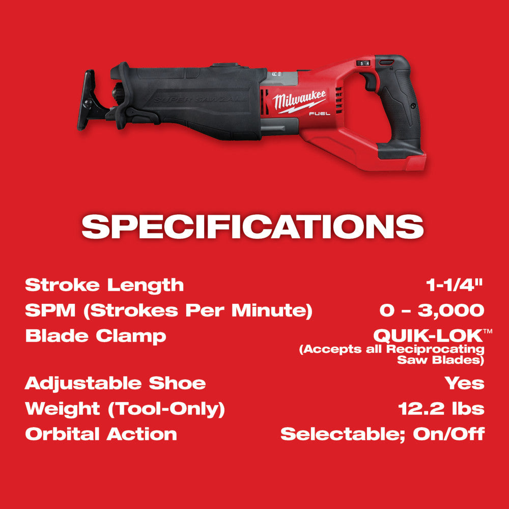 Milwaukee 2722-20, M18 FUEL Super Sawzall (Tool Only)