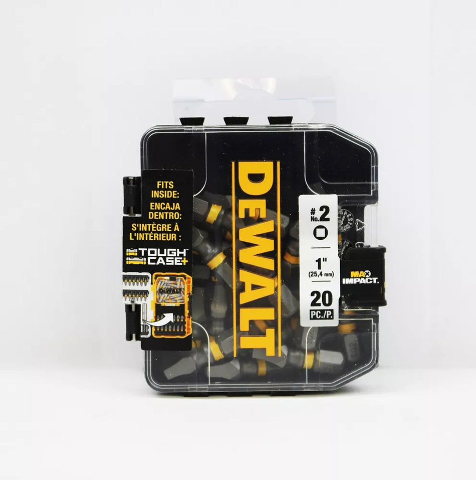 DEWALT DWA1SQ2MI20, MAX Impact 2 x 1-inch Steel Robertson Screwdriving Bit (20PK)