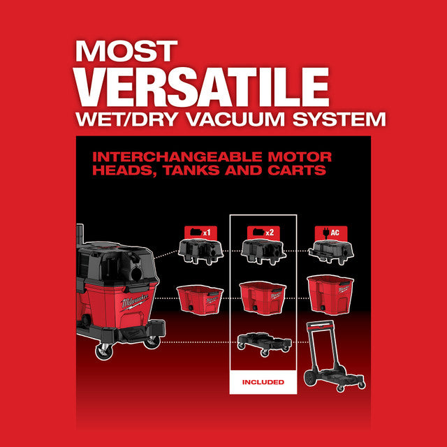 Milwaukee 0920-20, M18 FUEL™ 9 Gallon Dual-Battery Wet/Dry Vacuum