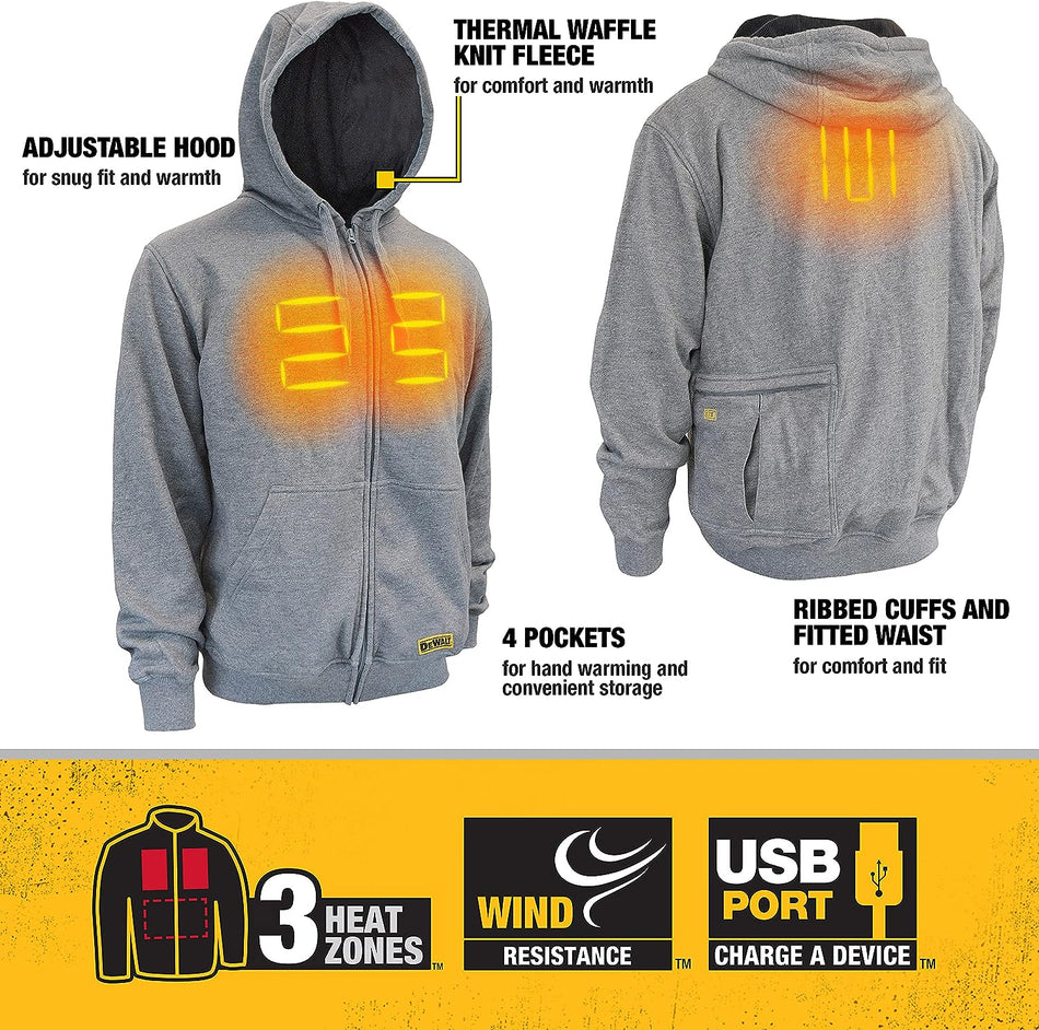 DEWALT DCHJ080 Men's Heared French Terry Cotton Hoodie Heather Gray