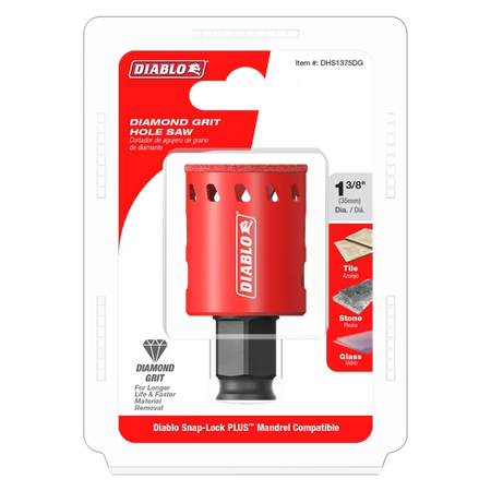 Diablo DHS1375DG, 1-3/8" Diamond Grit Hole Saw for Tile, Stone and Glass