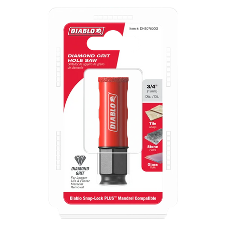 Diablo DHS0750DG, 3/4" Diamond Grit Hole Saw for Tile, Stone and Glass