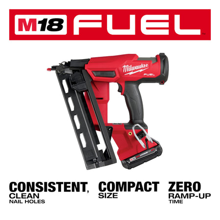 Milwaukee 2841-21CT, M18 FUEL 16 Gauge Angled Finish Nailer Kit