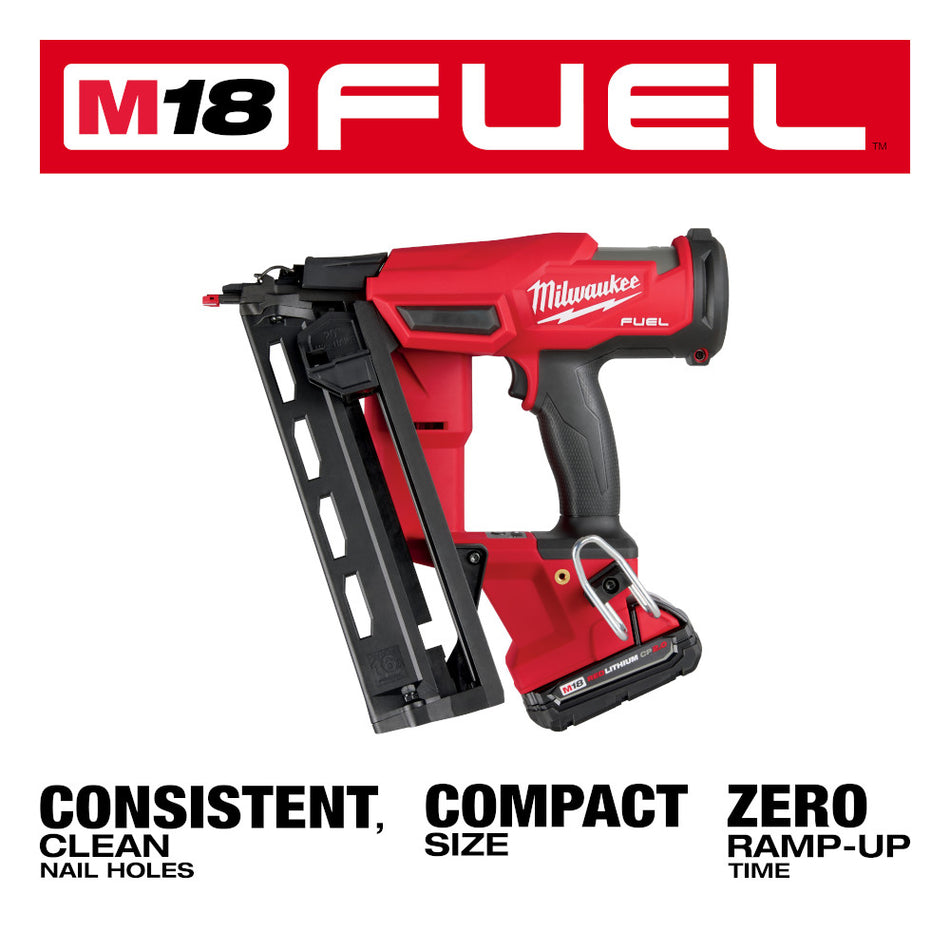 Milwaukee 2841-21CT, M18 FUEL 16 Gauge Angled Finish Nailer Kit