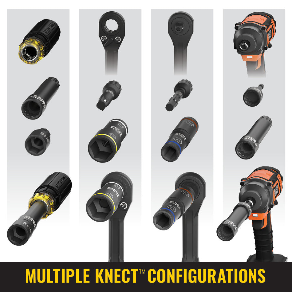 Klein Tools 65238, KNECT™ Essential Deep-Well Heavy-Duty Flip Socket Set, SAE 7-Piece