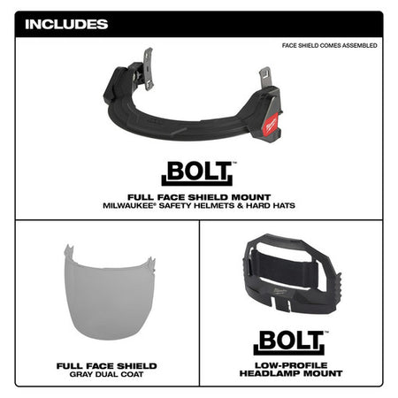 Milwaukee 48-73-1425, BOLT™ Full Face Shield - Gray Dual Coat Lens (Compatible with Milwaukee® Safety Helmets & Hard Hats)