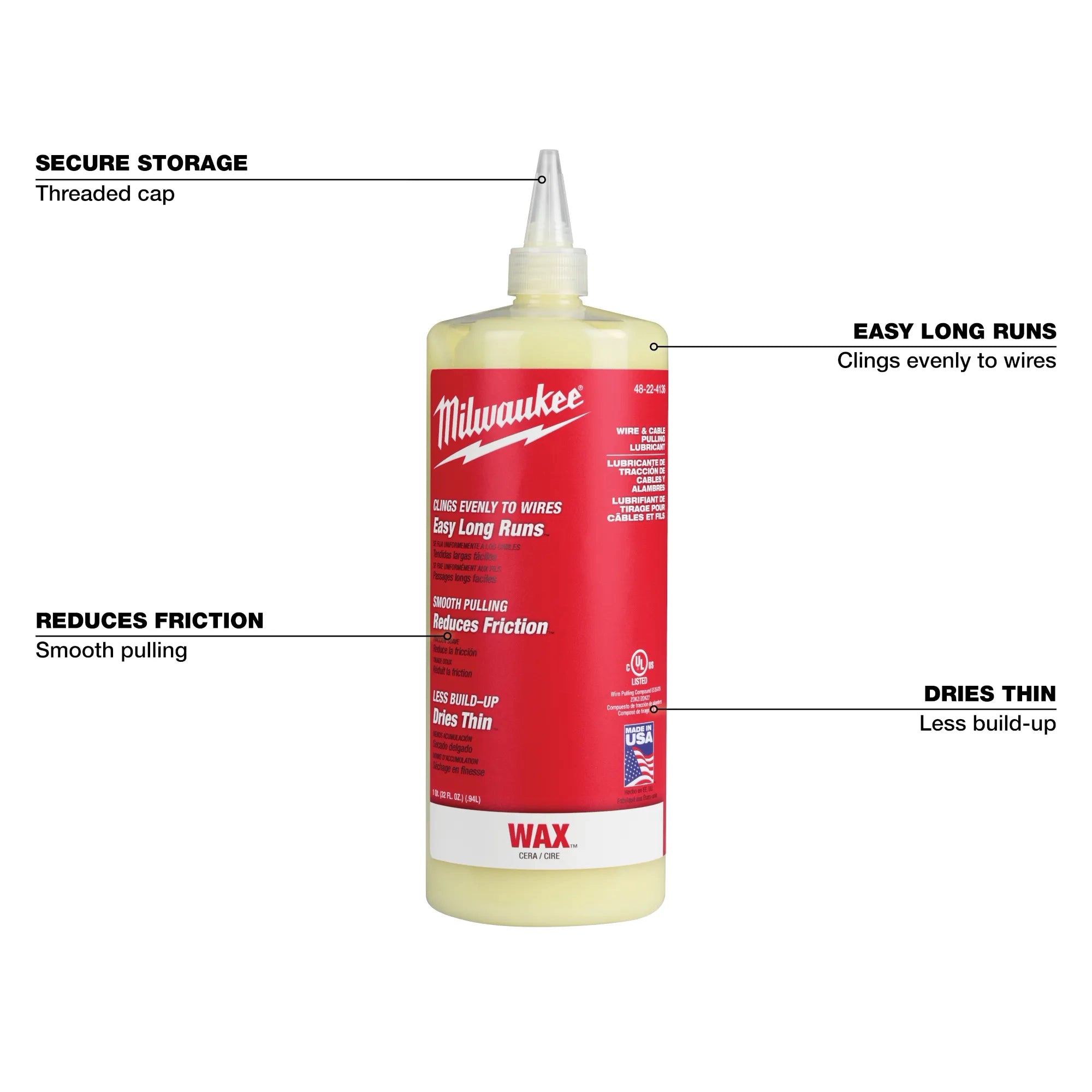 Milwaukee 48-22-4136, Wire & Cable Pulling Wax Lubricant
