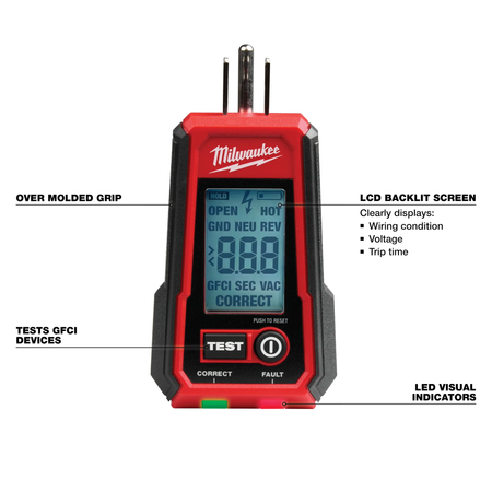 Milwaukee 2224-20, Digital GFCI Receptacle Tester