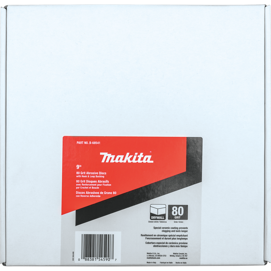 Makita B-68541, 9" Drywall Sanding Disc Hook & Loop 9 Holes 80 Grit (25/Pack)