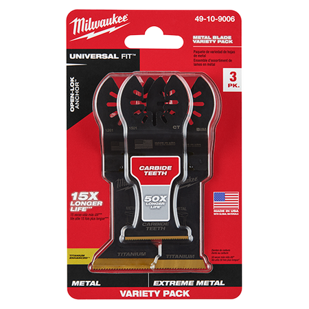 Milwaukee 49-10-9006, OPEN-LOK 3PC METAL CUTTING MULTI-TOOL BLADE VARIETY PACK