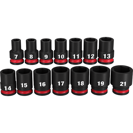 Milwaukee 49-66-7007, 3/8" Drive SHOCKWAVE Impact Duty Metric Standard 6 Point Socket Set - 14 Piece
