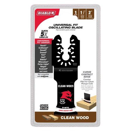 Diablo DOU125JBW, 1-1/4" Demo Demon™ Universal Fit Bi-Metal Oscillating Blade for Clean Wood