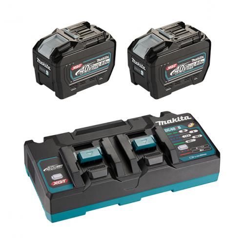 Makita T-04101, 40Vmax XGT Dual Port Rapid Charger Starter Kit (8.0 AH X 2)