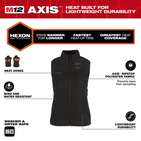 Milwaukee F300B-20 M12 WOMENS BLACK AXIS VEST ONLY 