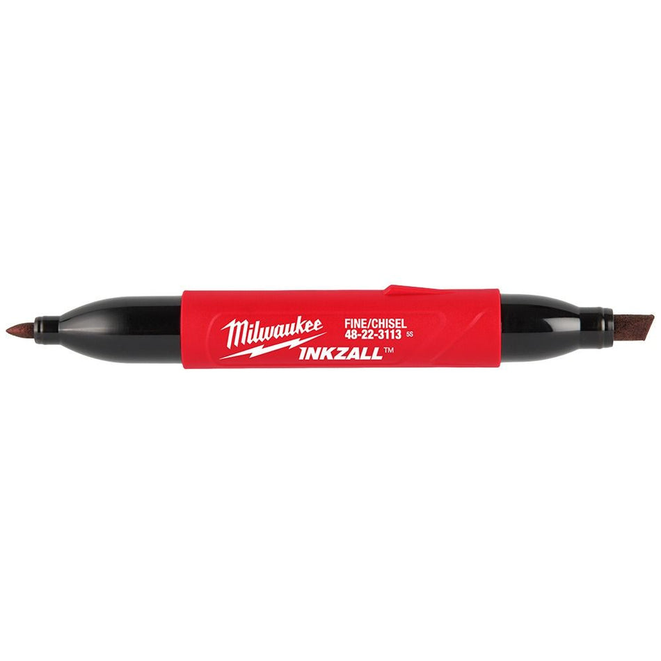 Milwaukee 48-22-3113, INKZALL Double Sided Black Jobsite Marker - Fine Point and Chisel Tip