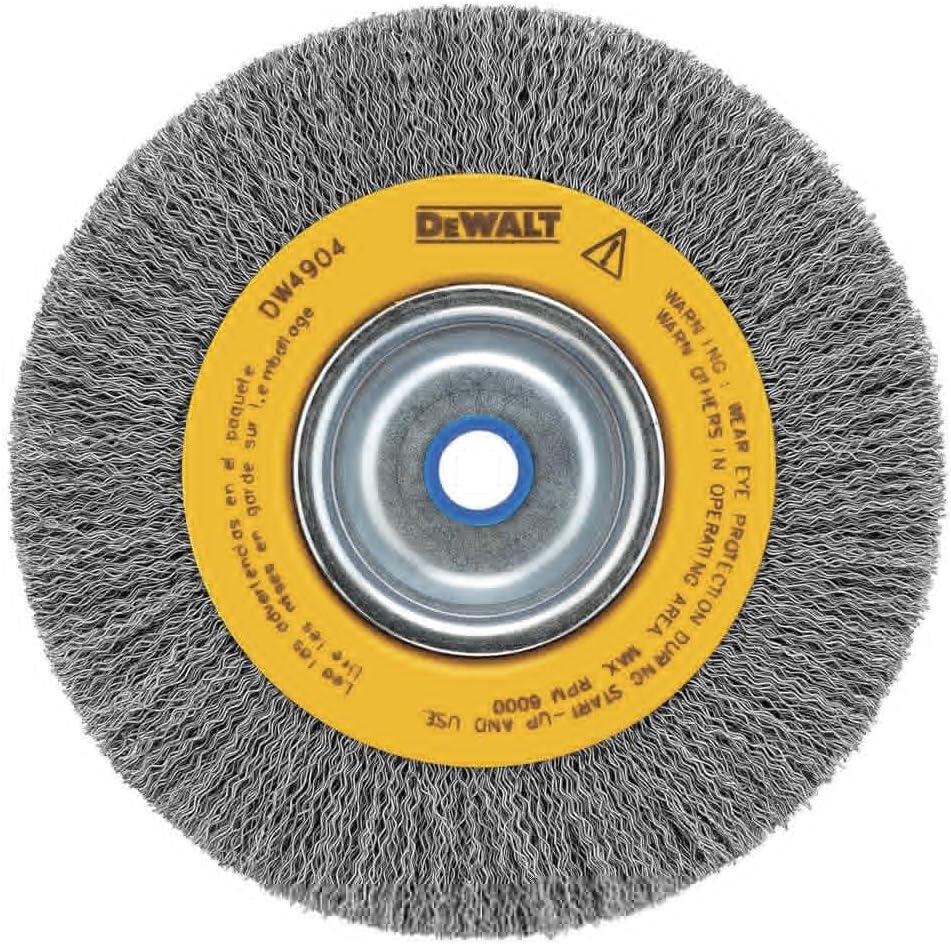 DEWALT DW4904, 6"CRIMP BENCH WIRE WHL,5/8-1/2 ARBOR,MED