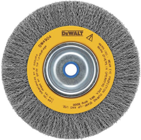DEWALT DW4904, 6"CRIMP BENCH WIRE WHL,5/8-1/2 ARBOR,MED