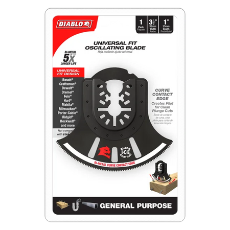 Diablo DOU350RBGP, 3-1/2" Demo Demon™ Universal Fit Bi-Metal Oscillating Blade for General Purpose Cuts