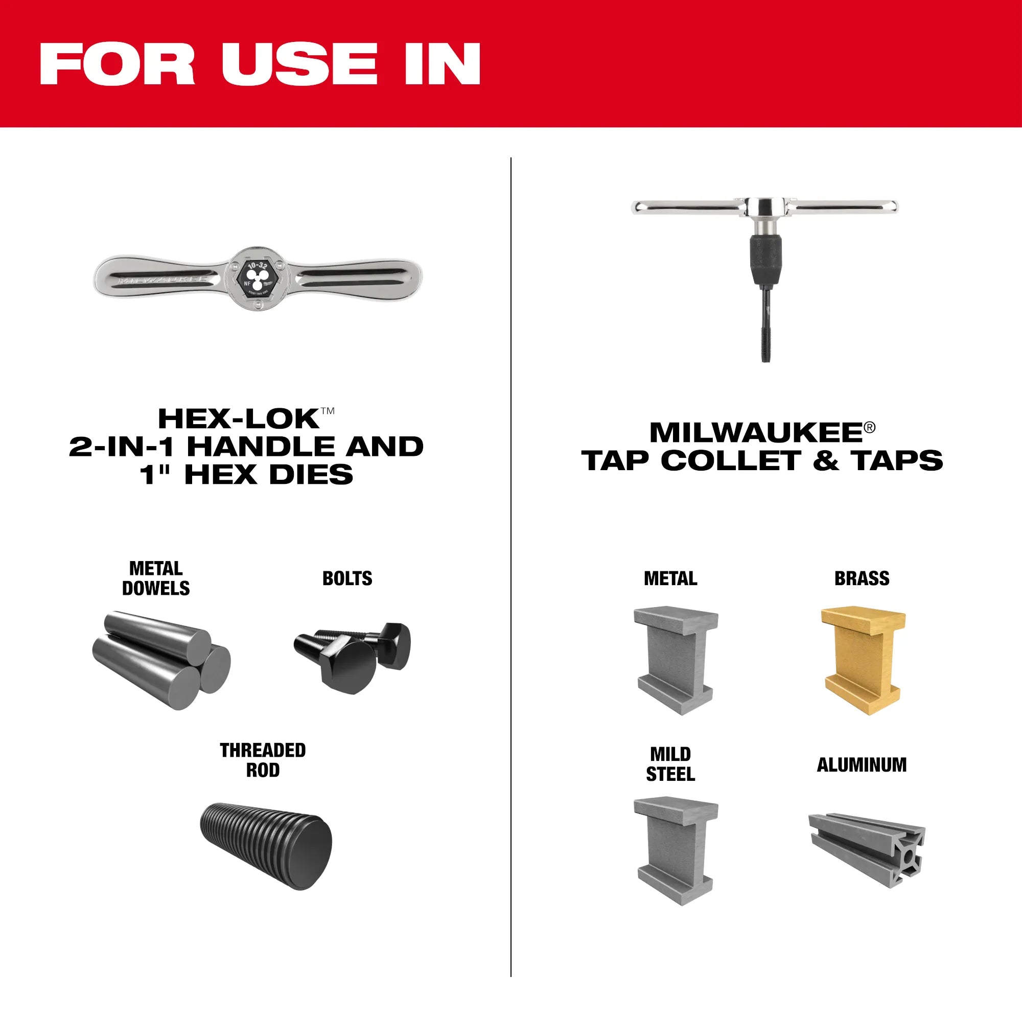 Milwaukee 49-22-5602, 15PC SAE Tap and Die Set with Hex-LOK™ 2-in-1 Handle