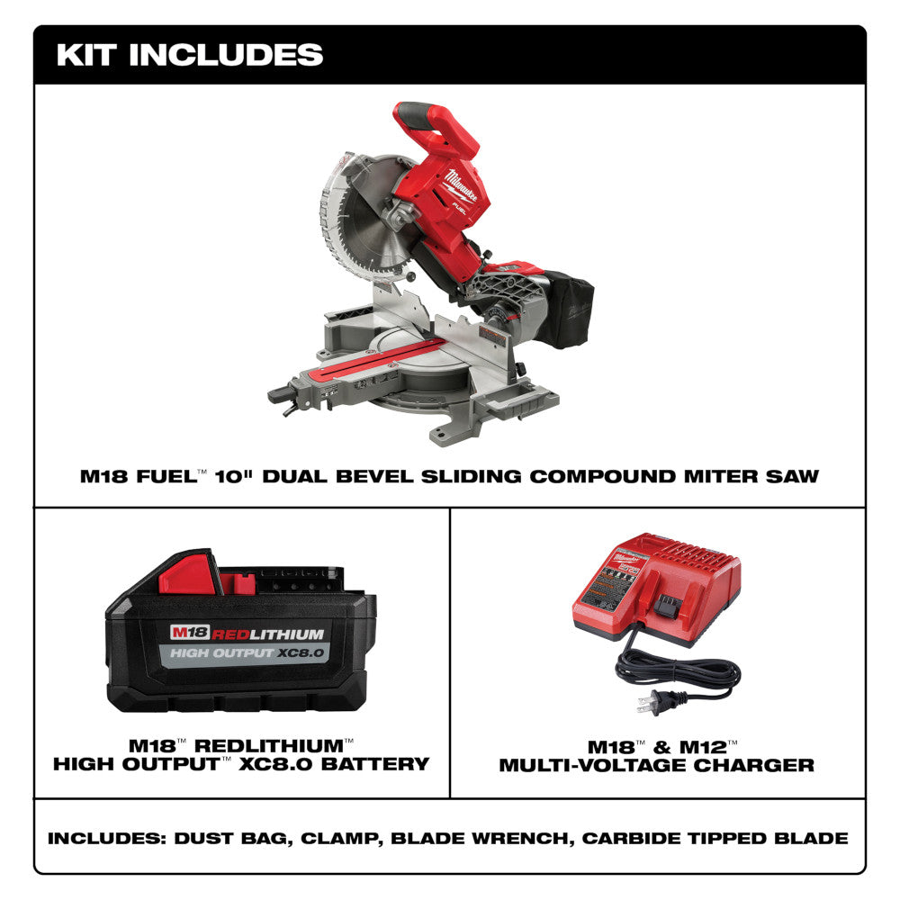 Milwaukee 2734-20, M18 FUEL 10" Dual Bevel Sliding Compound Miter Saw (Tool Only)
