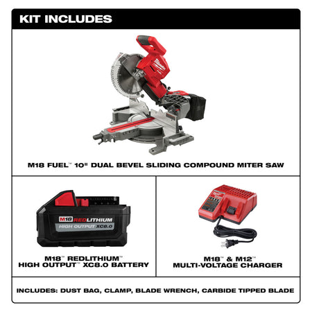 Milwaukee 2734-20, M18 FUEL 10" Dual Bevel Sliding Compound Miter Saw (Tool Only)