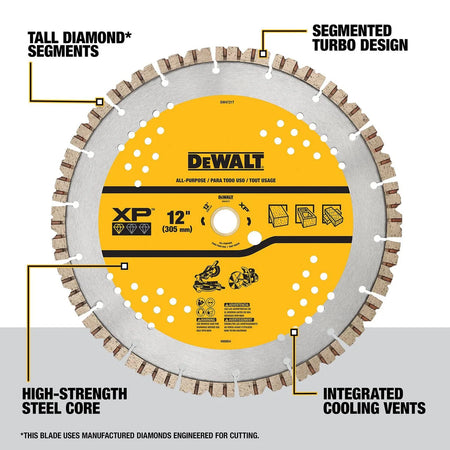 DEWALT DW4721T, 12" Segmented Rim Fast Cut Blade