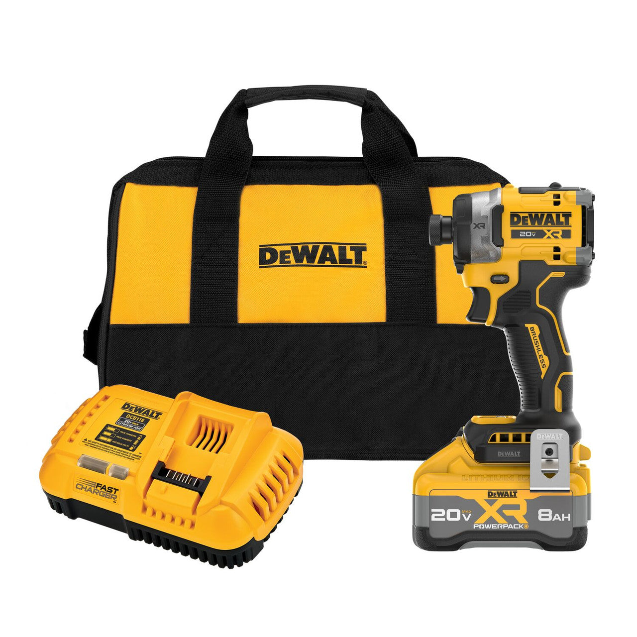 DEWALT DCF860WW1, 20V MAX XR Brushless Cordless 3-Speed High Torque 1/4 in. Impact Driver Kit with XR POWERPACK