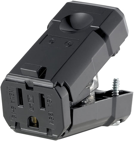 Leviton 5259-VB, 15 Amp 125-Volt Python Straight Blade Grounding Connector, Black