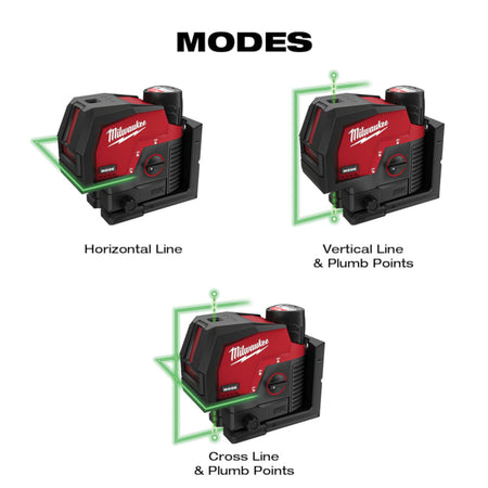 Milwaukee 3622-21, M12 Green Cross Line & Plumb Points Laser Kit