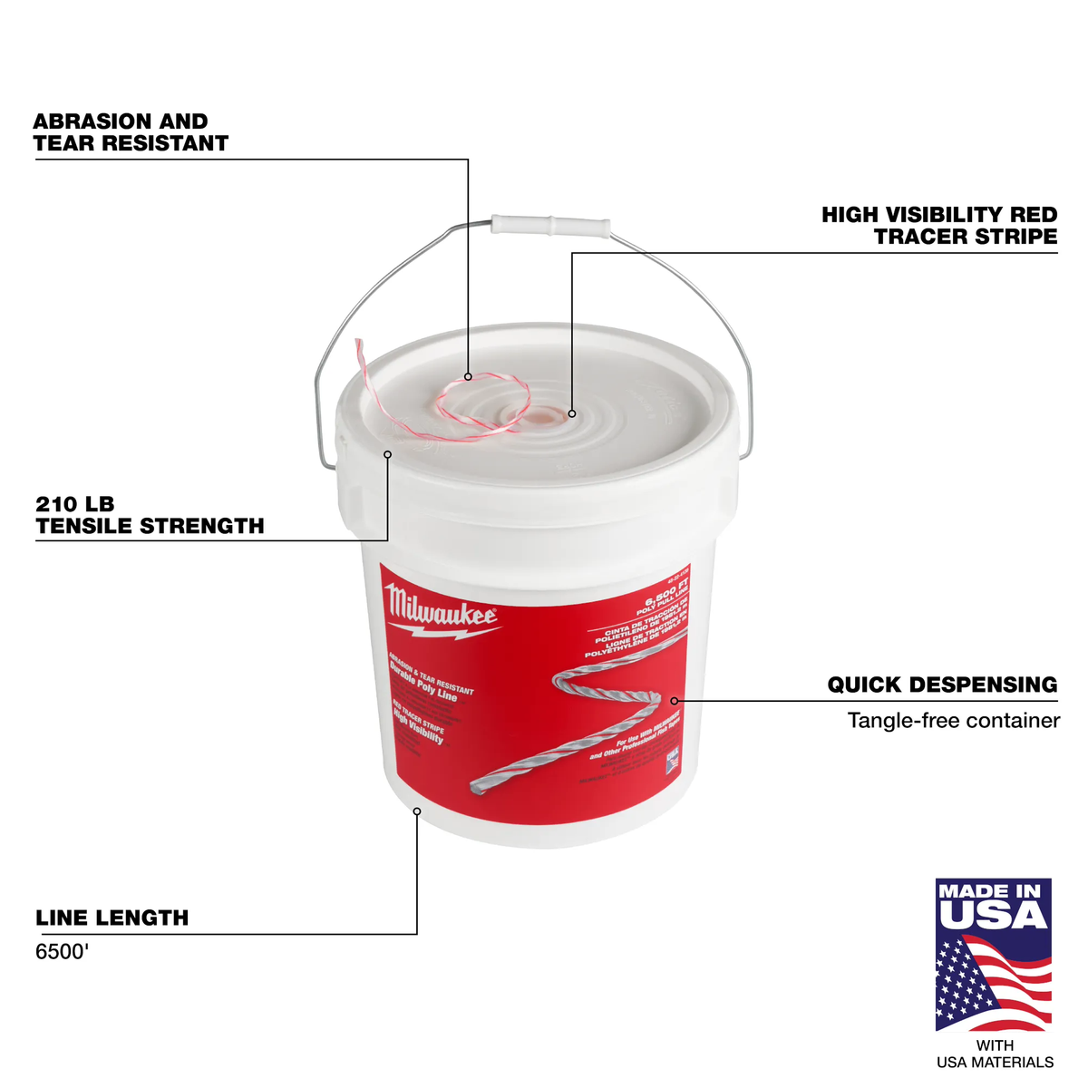 Milwaukee 48-22-4139, 6500' Poly Pull Line