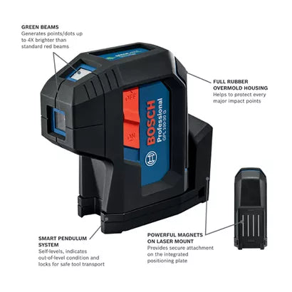 BOSCH GPL100-30G, Green-Beam Three-Point Self-Leveling Alignment Laser