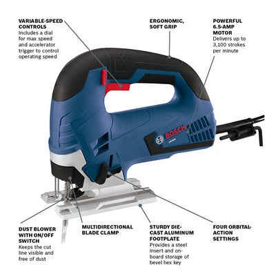 BOSCH JS365, Top Handle Jig Saw - 6.5 Amp