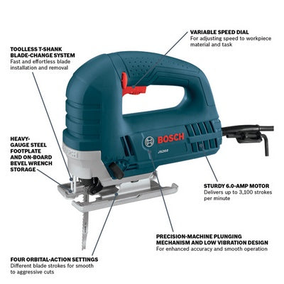 BOSCH JS260, Top Handle Jig Saw - 6.0 Amp