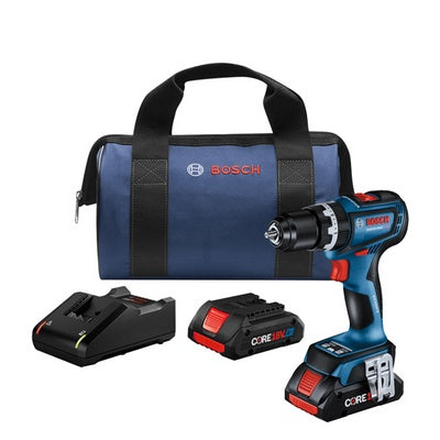 BOSCH GSB18V-800CB24, 1/2 In. Brushless Connected-Ready Hammer Drill/Driver Kit with (2) CORE18V® 4 Ah Advanced Power Batteries