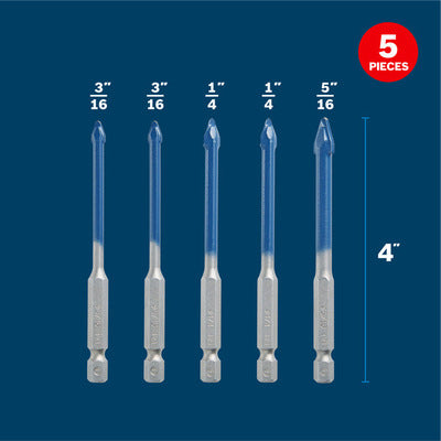 BOSCH PTBX05, 5 Piece Porcelain Tile Bit Set