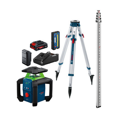 BOSCH GRL18V-34K, 18V Green-Beam Horizontal/Vertical Rotary Laser Kit with Carrying Case