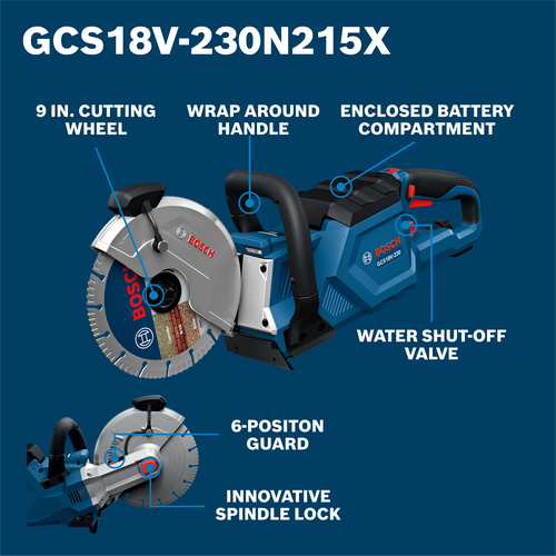 BOSCH GCS18V-230N215X, 18V Brushless 9 In. Cutoff Saw Kit with (2) EXPERT 15 Ah Batteries