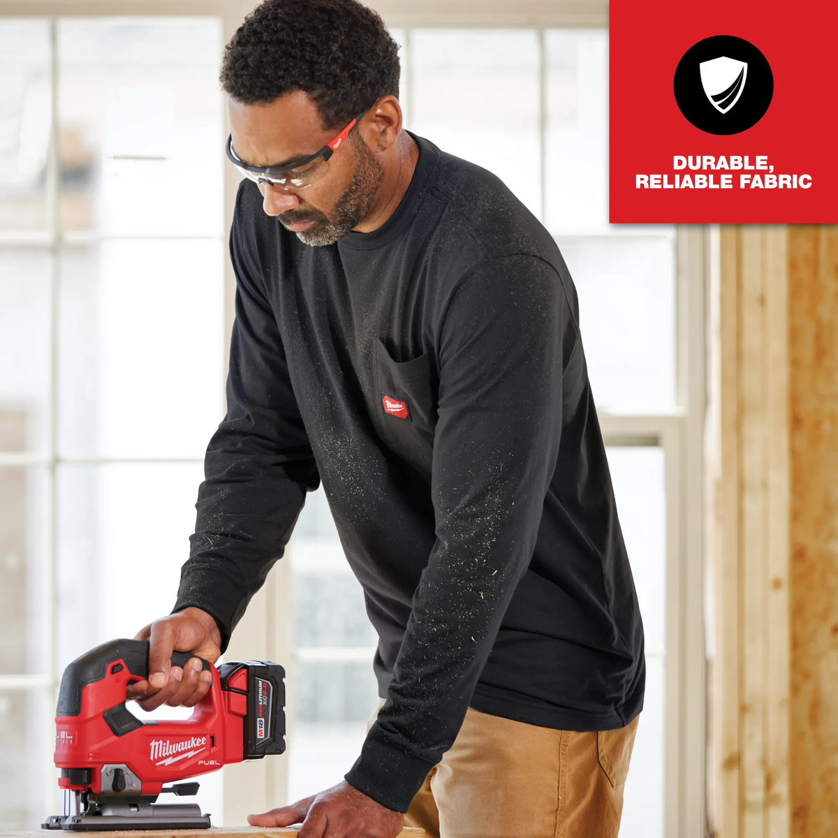 Milwaukee 606B-2X, GRIDIRON™ Pocket T-Shirt - Long Sleeve Black 2X