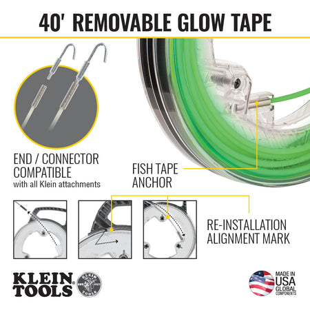 Klein Tools 50660, Glow in the Dark Fish Tape, 40-Foot
