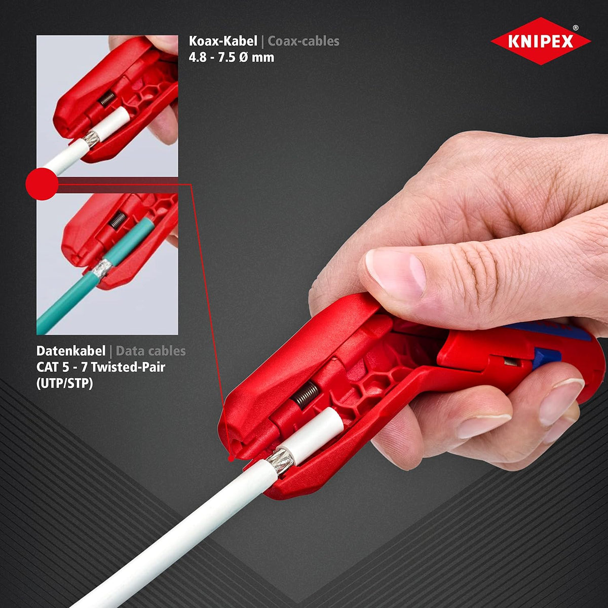 Knipex 16 95 01 SB, ErgoStrip Universal Stripping Tool 135 mm Right Hand
