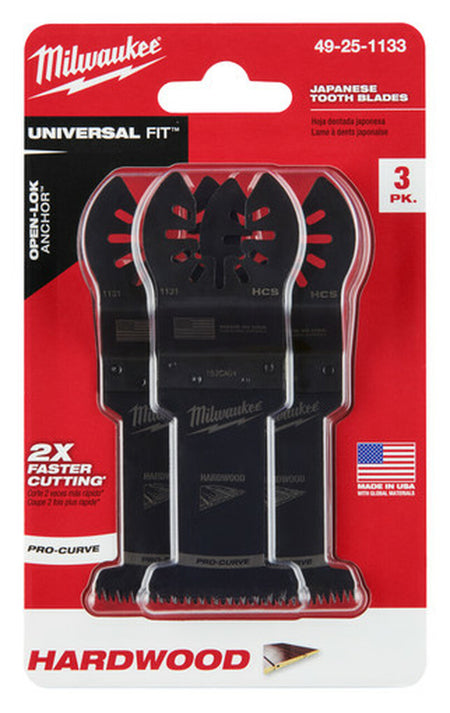 Milwaukee 49-25-1133, Open-Lok 1-3/8" HCS Japanese Tooth Pro-Curve Hardwood Blade (3/pkg)