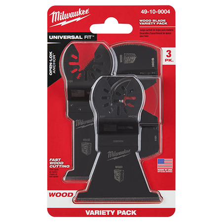 Milwaukee 49-10-9004, OPEN-LOK™ 3PC WOOD CUTTING MULTI-TOOL BLADE VARIETY PACK