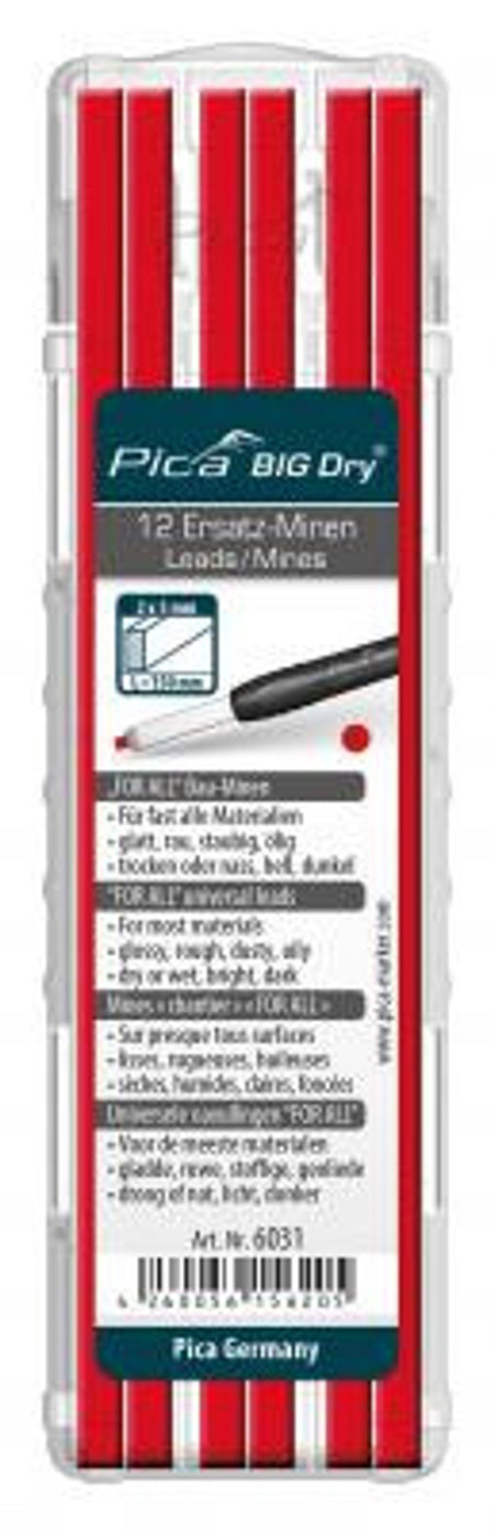 Pica 6031, Pica BIG-Dry Refill-set FOR ALL red-12 leads