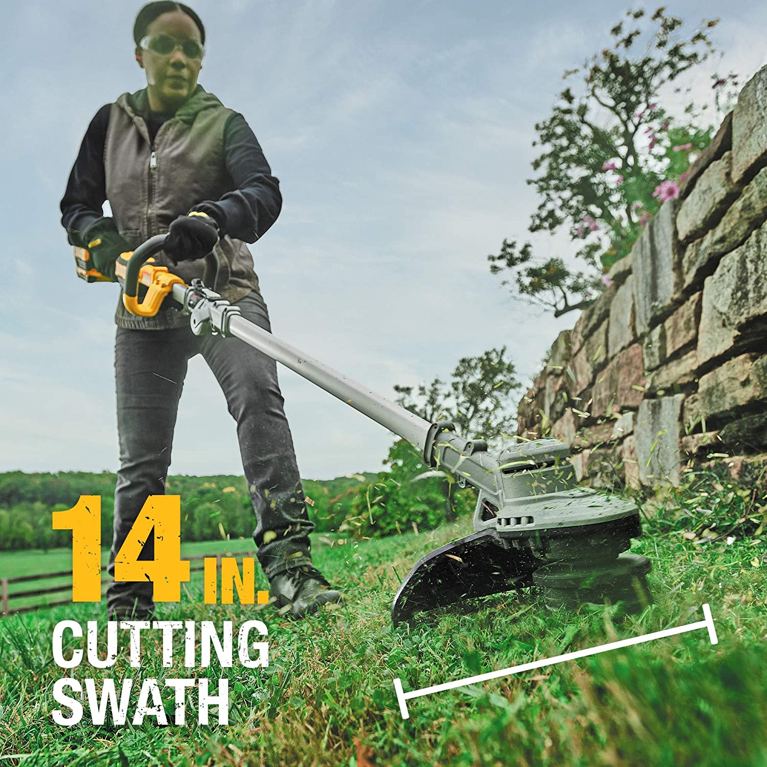 DEWALT DCST922P1, 20V MAX Cordless Brushless 14" Folding String Trimmer Kit (5.0 Ah)