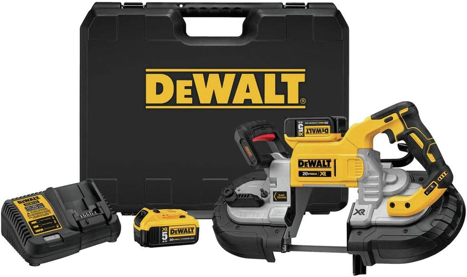 DEWALT DCS376P2, 0V MAX XR DUAL SWITCH DEEP CUT BANDSAW (5.0AH) W/ 2 BATTERIES AND KIT BOX
