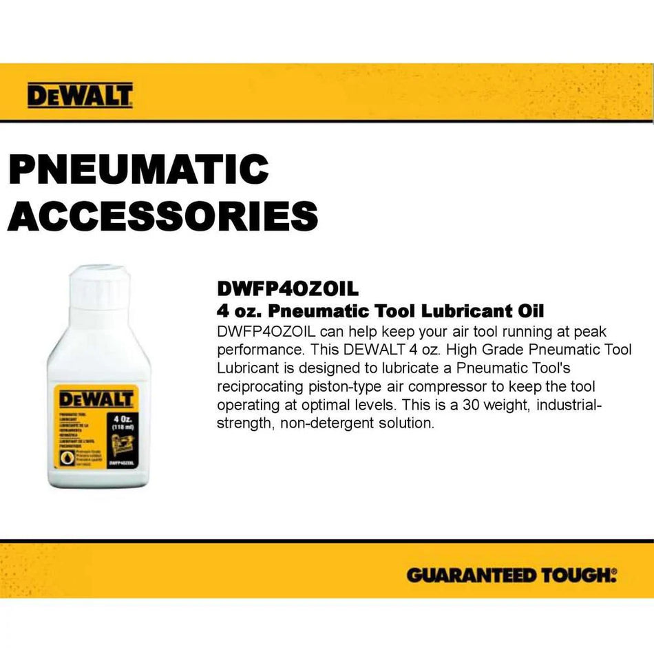 DEWALT DWFP4OZOIL, Premium Grade Pneumatic Tool Oil, 4OZ