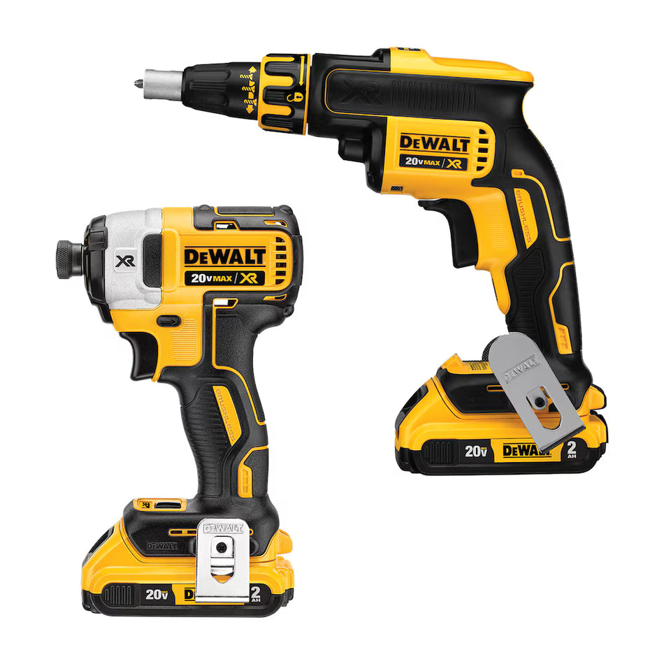 DEWALT DCK267D2, 20V MAX XR Drywall Screwgun & Impact Driver Kit (2.0Ah)